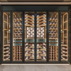 Customized Wine Cabinet With Glass Doors and Cooling System 01